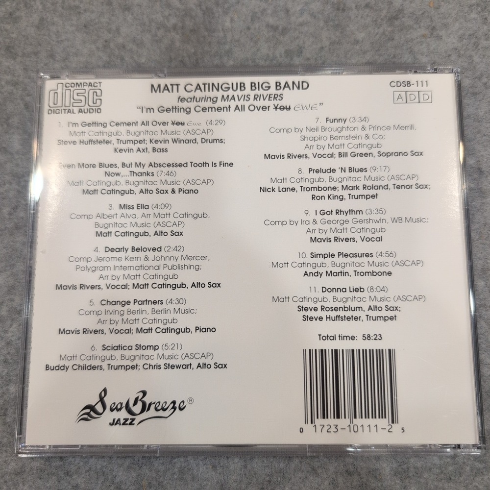 Matt Catingub Big Band Mavis Rivers I'm Getting Cement All Over You Ewe CD Jazz - Picture 2 of 2